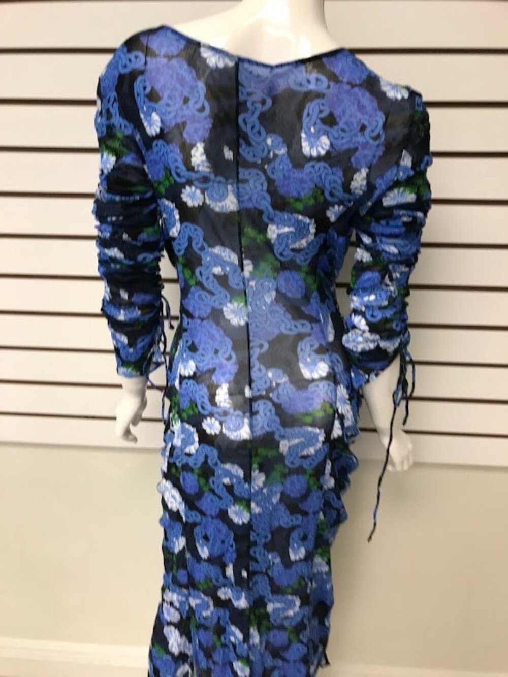 NWT Diane Von Furstenberg Corinne Dragon Dance Dress Blue Floral Print XL - Picture 9 of 11
